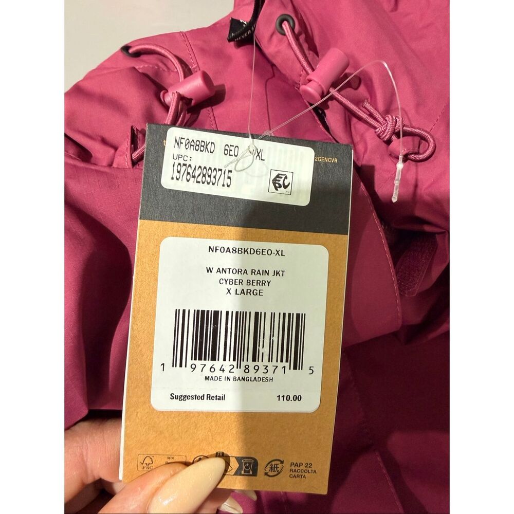 The North Face Antora Hooded Rain Jacket Cyber Berry XL - Picture 5 of 5